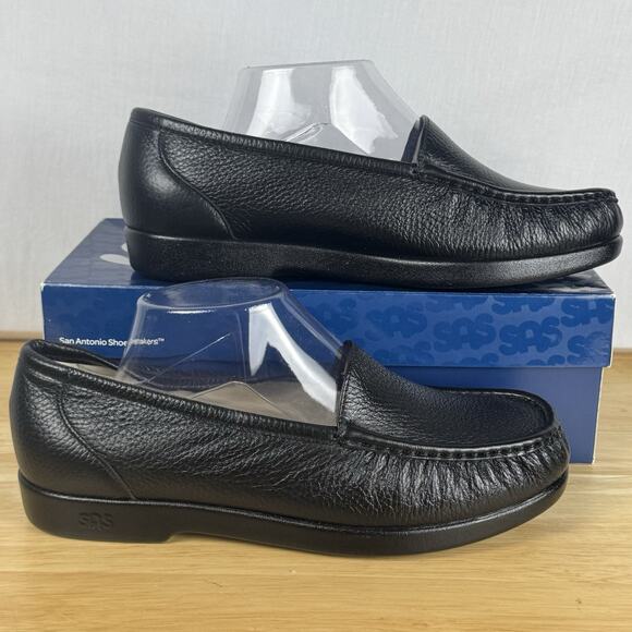 SAS Tripad Simplify 10 WW Black Pebbled Leather Comfort Slip On Loafer Shoes - Picture 1 of 11